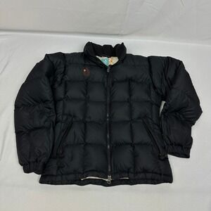 ISIS Girls Down Puffer Jacket Black Size 10 Goose Down Winter Coat Star Lining